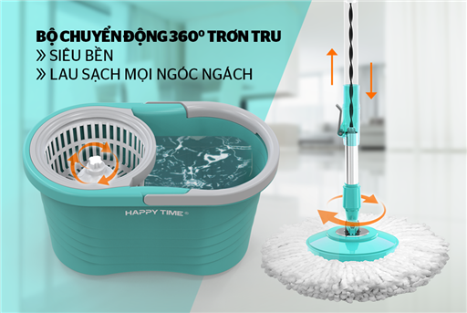 Bộ lau nhà xoay 360 độ happy time KH-CL330PB – ảnh 3