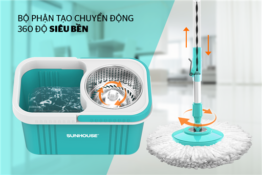 Bộ lau nhà xoay 360 độ Sunhouse KS-CL350PB – ảnh 6