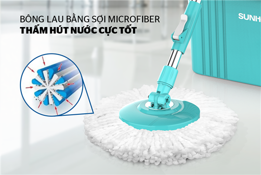 Bộ lau nhà xoay 360 độ Sunhouse KS-CL350PB – ảnh 5