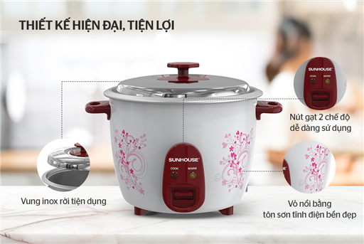 Nồi cơm điện 2.8 l Sunhouse vung rời SHD8138 – ảnh 5