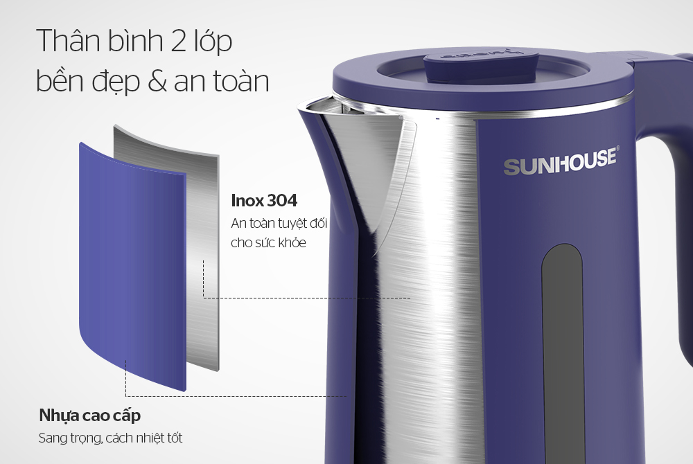 Ấm siêu tốc inox 2 lớp Sunhouse SHD1356 – ảnh 8