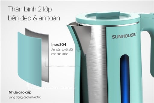 Ấm siêu tốc inox 2 lớp 1.8L Sunhouse SHD1351 – ảnh 3