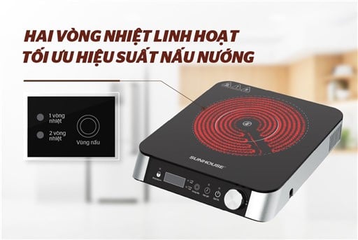 Bếp hồng ngoại hai vòng nhiệt Sunhouse SHD6024 – ảnh 4