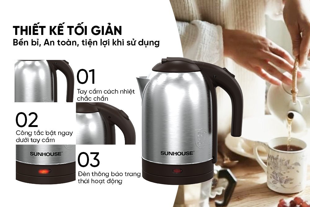 Ấm siêu tốc inox 1.8L Sunhouse SHD1185 – ảnh 8