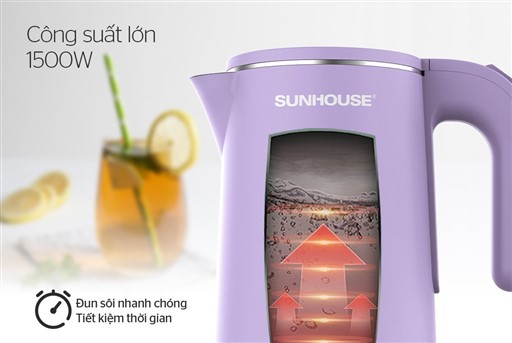 Ấm siêu tốc inox 2 lớp 1.8L Sunhouse SHD1368KB – ảnh 6