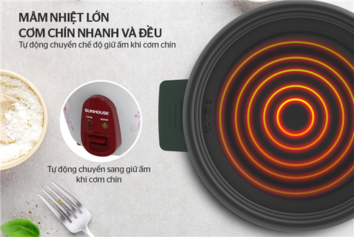 Nồi cơm điện 2.2 l Sunhouse vung rời SHD8136 – ảnh 3
