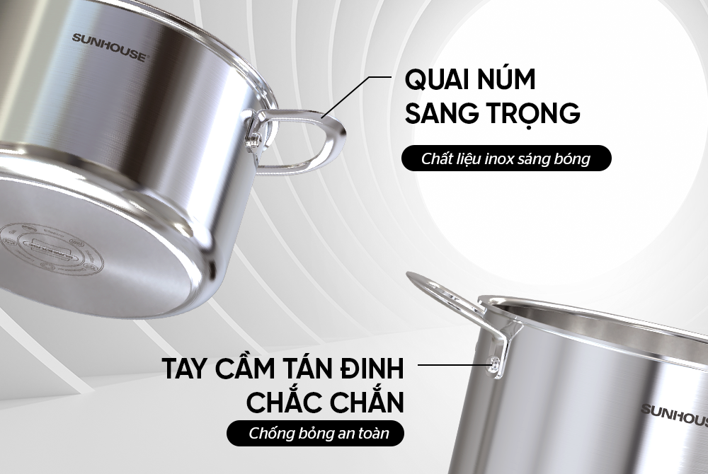 Nồi inox 304 đáy liền Sunhouse SHG706 – ảnh 4
