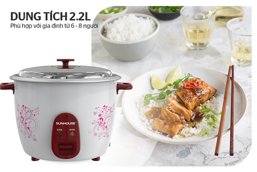 Nồi cơm điện 2.2 l Sunhouse vung rời SHD8136 – ảnh 4