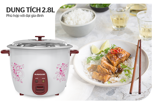 Nồi cơm điện 2.8 l Sunhouse vung rời SHD8138 – ảnh 4