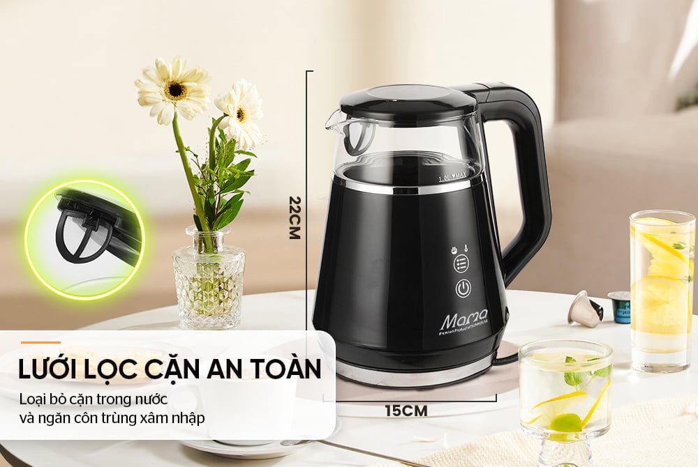 Ấm siêu tốc thủy tinh 1L Sunhouse Mama SHD1332 – ảnh 8