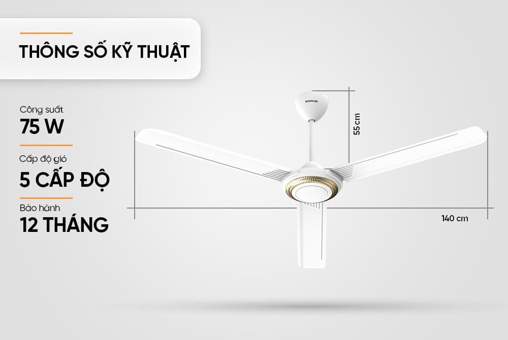 Quạt trần Sunhouse 3 cánh SHD7658 – ảnh 8