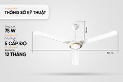 Quạt trần Sunhouse 3 cánh SHD7658 ảnh 8