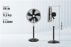Quạt đứng 5 cánh Sunhouse SHD7396B ảnh 8