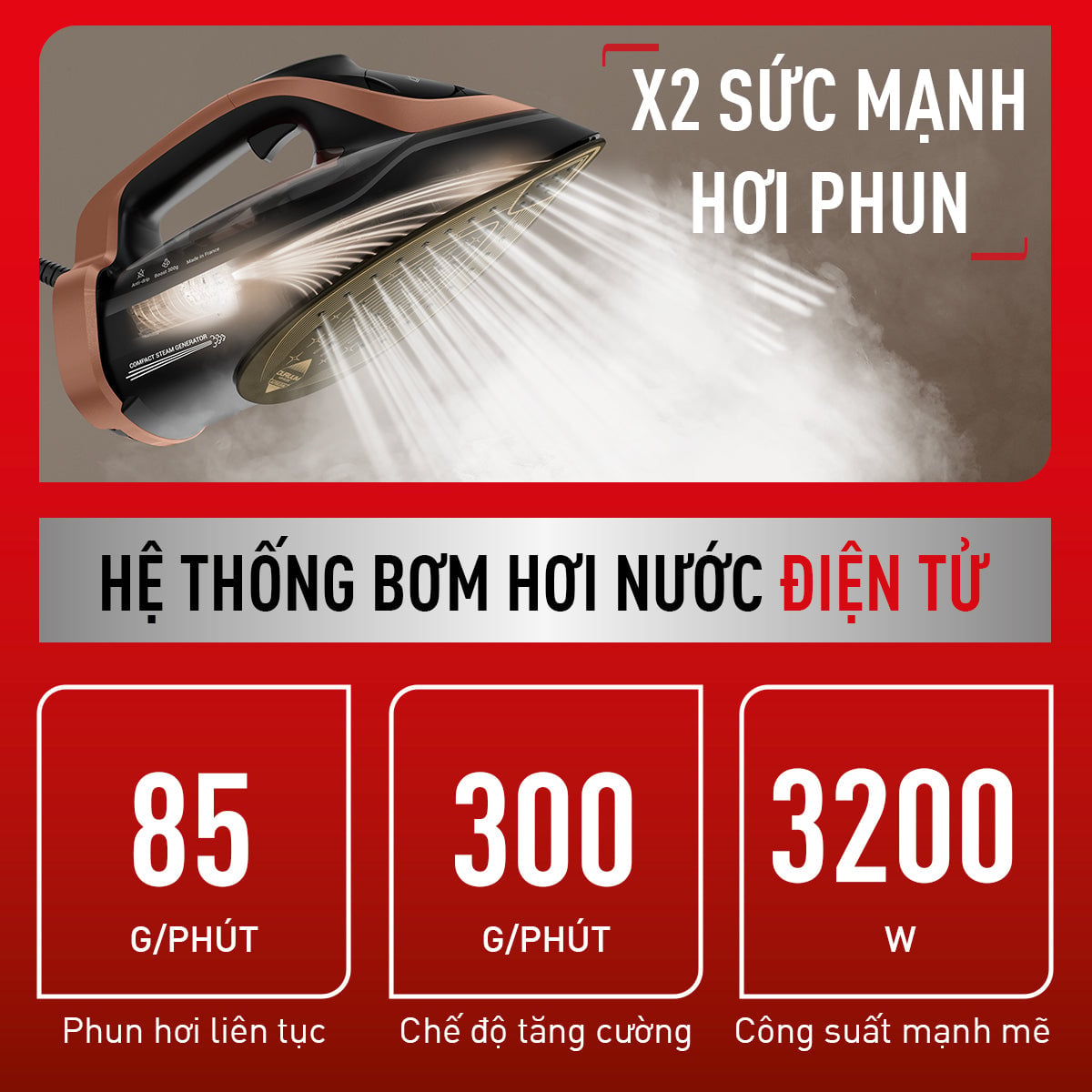 Bàn ủi hơi nước cao cấp Tefal Ultimate Power Pro FV9E50E0 – ảnh 2