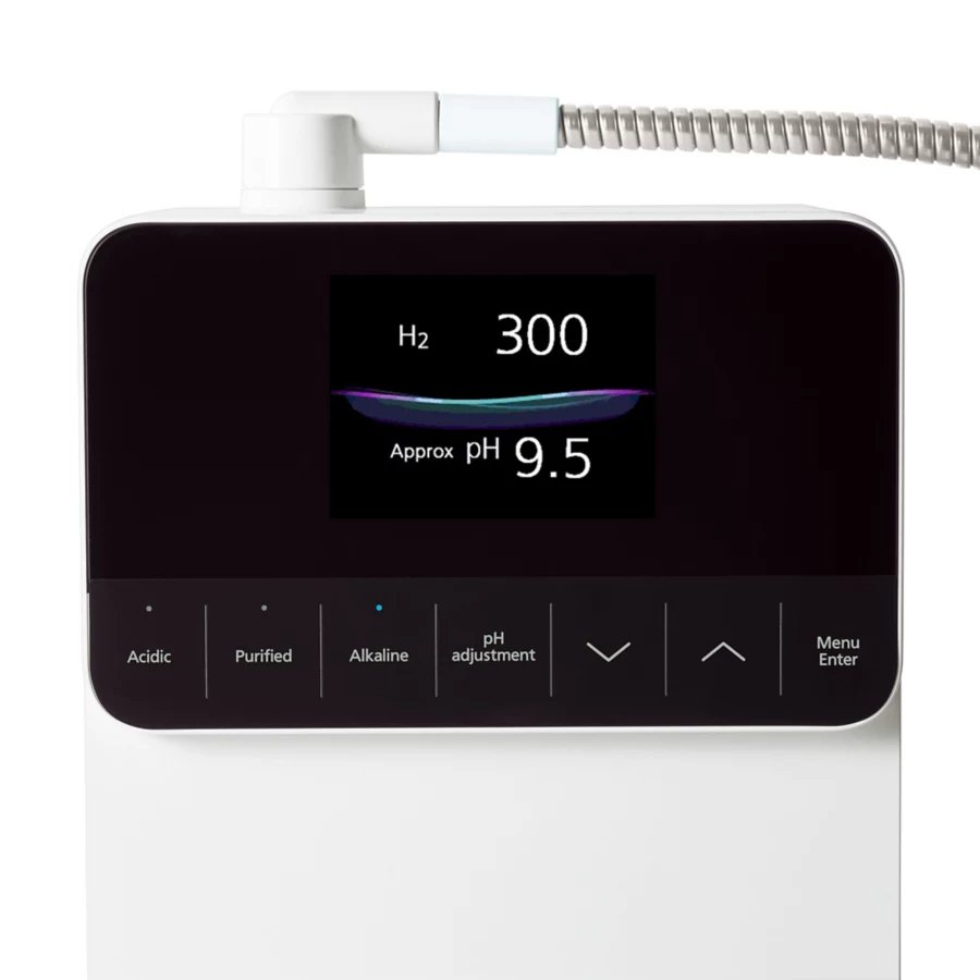 Màn hình LCD của máy Panasonic TK-AS700-WVN hiển thị chỉ số hydro và pH Màn hình LCD của máy Panasonic TK-AS700-WVN hiển thị chỉ số hydro và pH