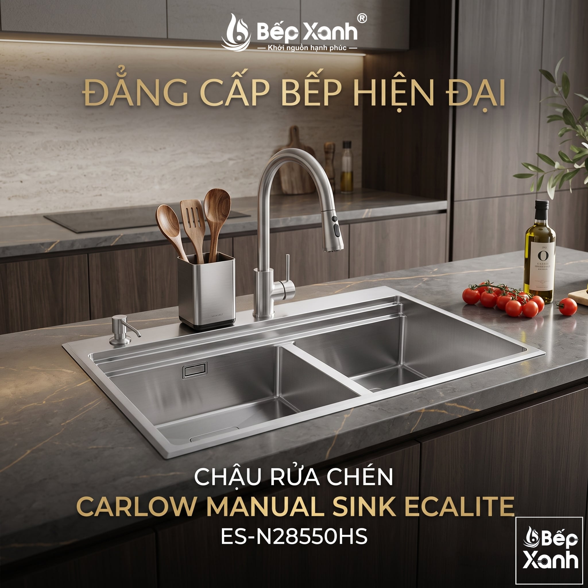 Chậu rửa chén 2 hộc cao cấp Ecalite ES-N28550HS – ảnh 2
