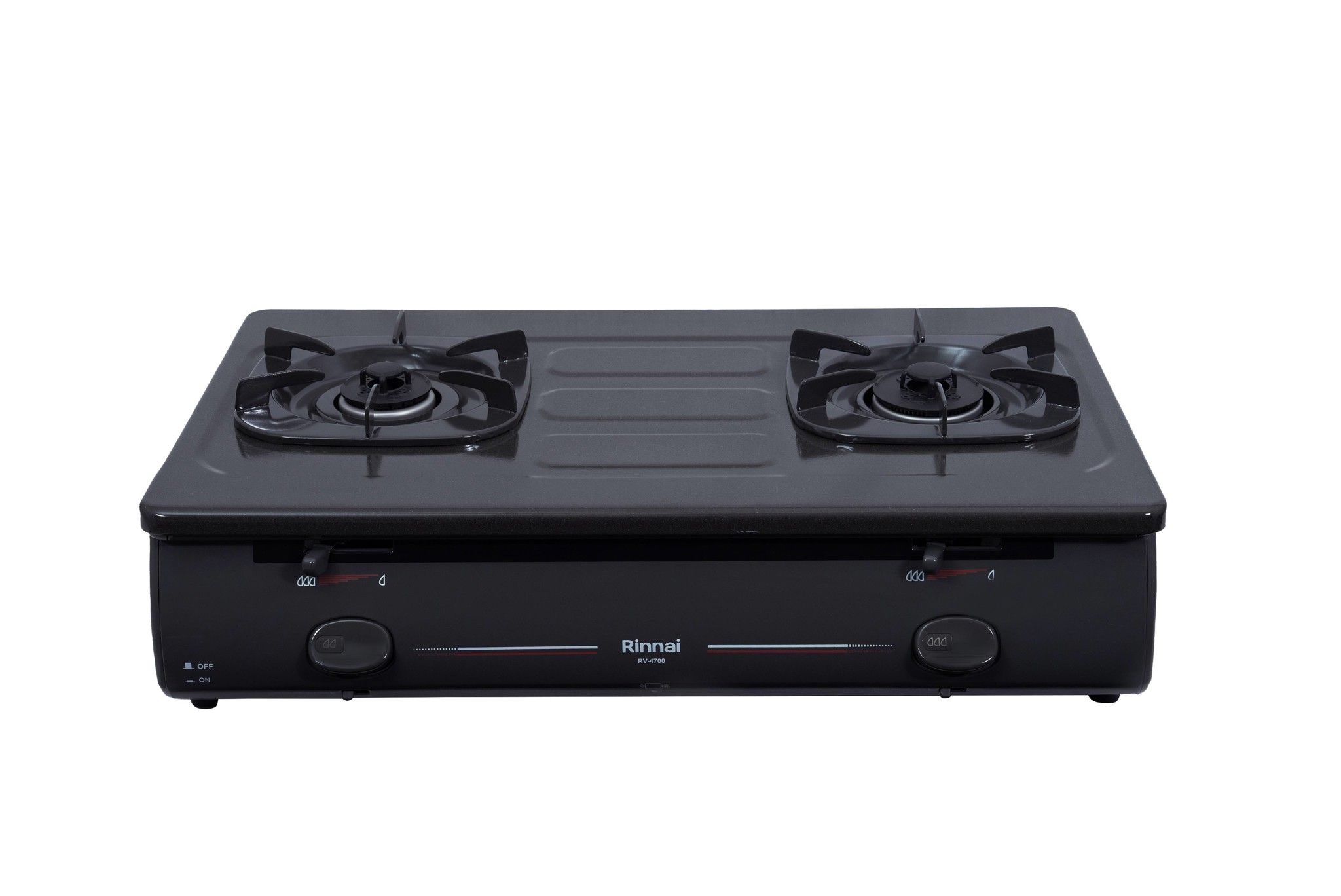 Bếp gas dương Rinnai RV-4700(G)N 700mm 2 lò nấu, mặt thép phủ men