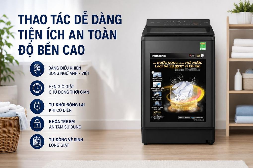 Panasonic NA-FD145V3BV cửa trên (lồng đứng) Panasonic NA-FD145V3BV cửa trên (lồng đứng)