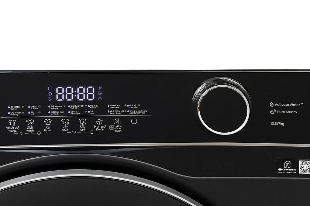 Máy giặt sấy Hisense WD105M3 - bảng điều khiển và tiện ích Máy giặt sấy Hisense WD105M3 - bảng điều khiển và tiện ích