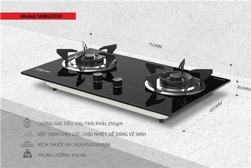 Bếp gas âm kính Sunhouse SHB62030 – ảnh 6