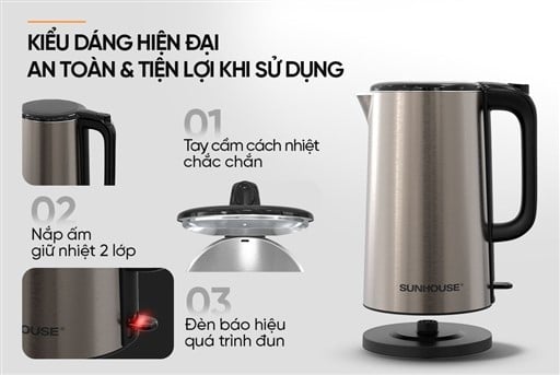Ấm siêu tốc inox 2 lớp 2L Sunhouse SHD1396 – ảnh 7