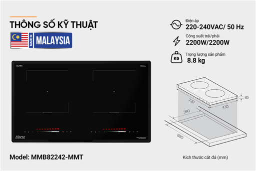Bếp đôi điện từ Sunhouse Mama MMB82242-MMT – ảnh 6