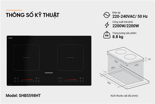 Bếp đôi điện từ Sunhouse SHB5598HT – ảnh 6