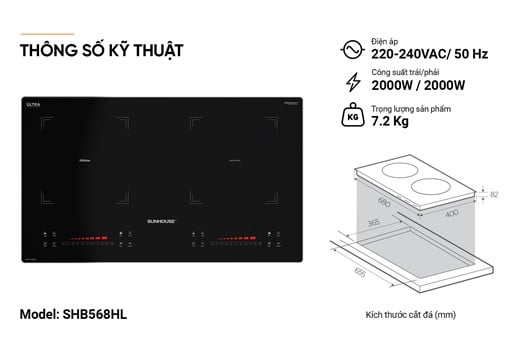 Bếp đôi điện từ Sunhouse SHB568HL – ảnh 5