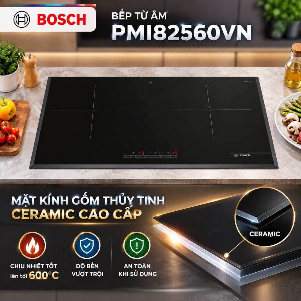 Mặt kính gốm thủy tinh bếp từ Bosch PMI82560VN Mặt kính gốm thủy tinh bếp từ Bosch PMI82560VN