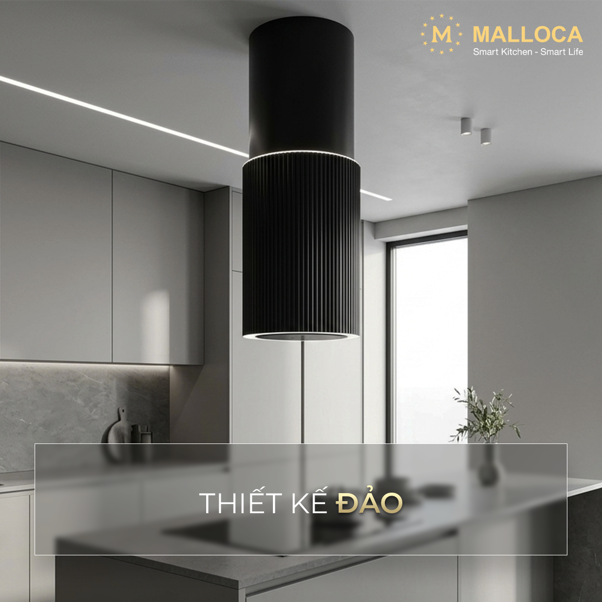 Máy hút mùi đảo 38cm Malloca MonoBlack K382B - Động cơ BLDC và điều khiển đa năng Máy hút mùi đảo 38cm Malloca MonoBlack K382B - Động cơ BLDC và điều khiển đa năng