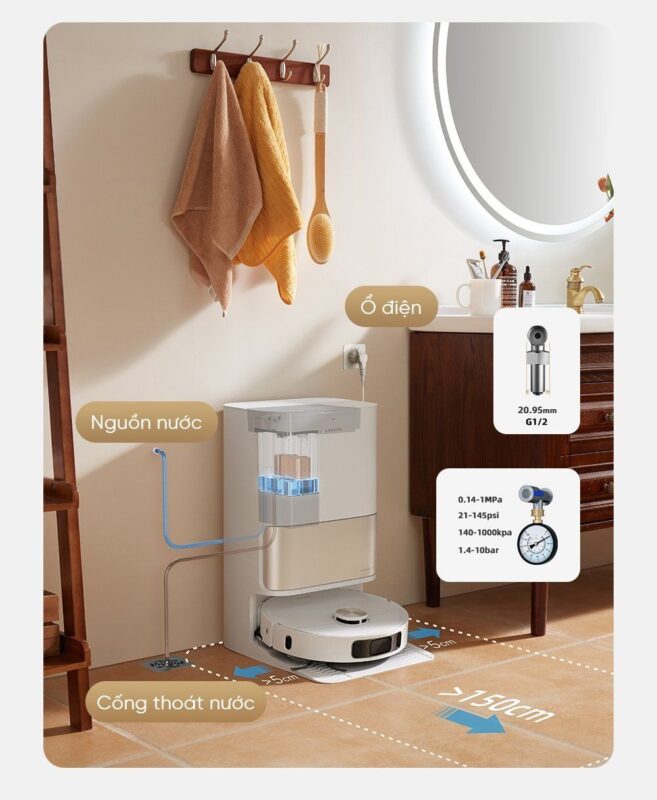 Bộ bơm xả nước tự động Dreame X30 Ultra – ảnh 7