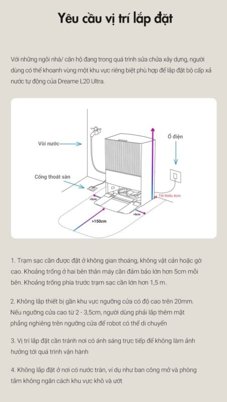 Bộ bơm xả nước tự động Dreame L20 Ultra – ảnh 7