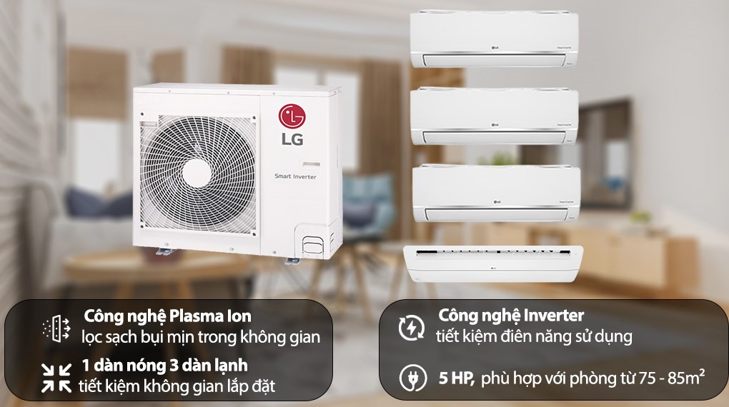 Bộ máy lạnh multi LG Inverter 3 dàn lạnh & cassette 5 HP A5UQ48GFA