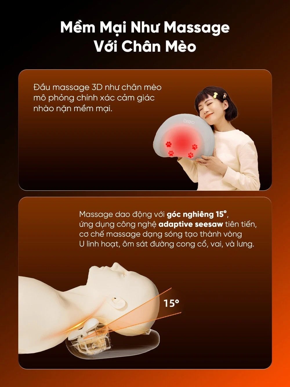 Gối Massage Cổ Và Lưng Đa Năng Breo P2 – ảnh 4