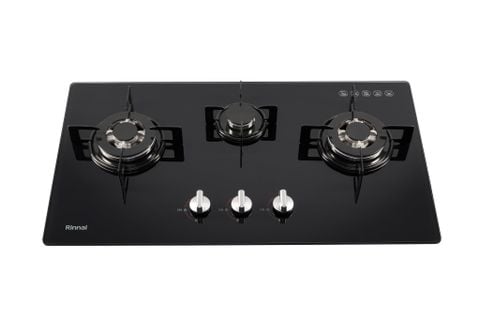 Bếp gas âm Rinnai RVB-312BG 750mm 3 lò nấu, mặt kính cường lực