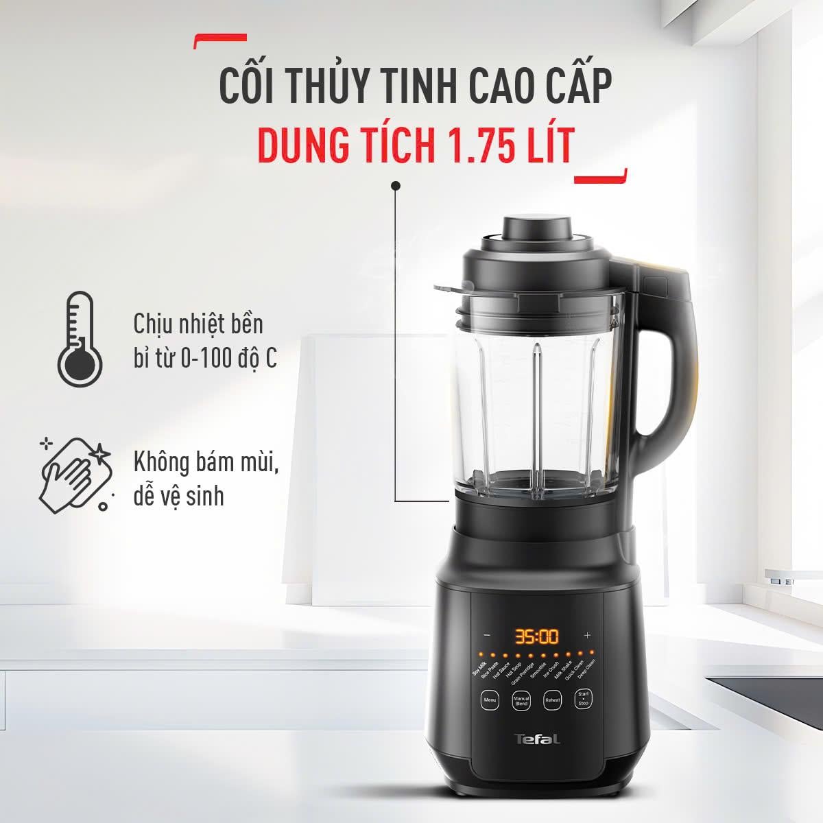 Máy xay sinh tố và sữa hạt Tefal BL511868 - 1000W – ảnh 6