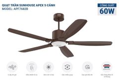 Quạt trần 5 cánh có đèn Sunhouse apex APF7682B ảnh 8