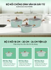 Bộ nồi chống dính vân đá đáy từ Sunhouse SHG7979MB ảnh 5