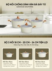 Bộ nồi chống dính vân đá đáy từ Sunhouse SHG7979MA ảnh 5