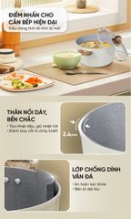 Bộ nồi chống dính vân đá đáy từ Sunhouse SHG7979MA ảnh 6