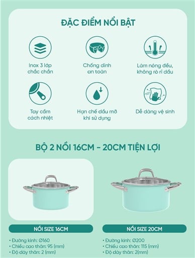 Bộ nồi inox liền đáy Sunhouse Mama SHG702 – ảnh 6