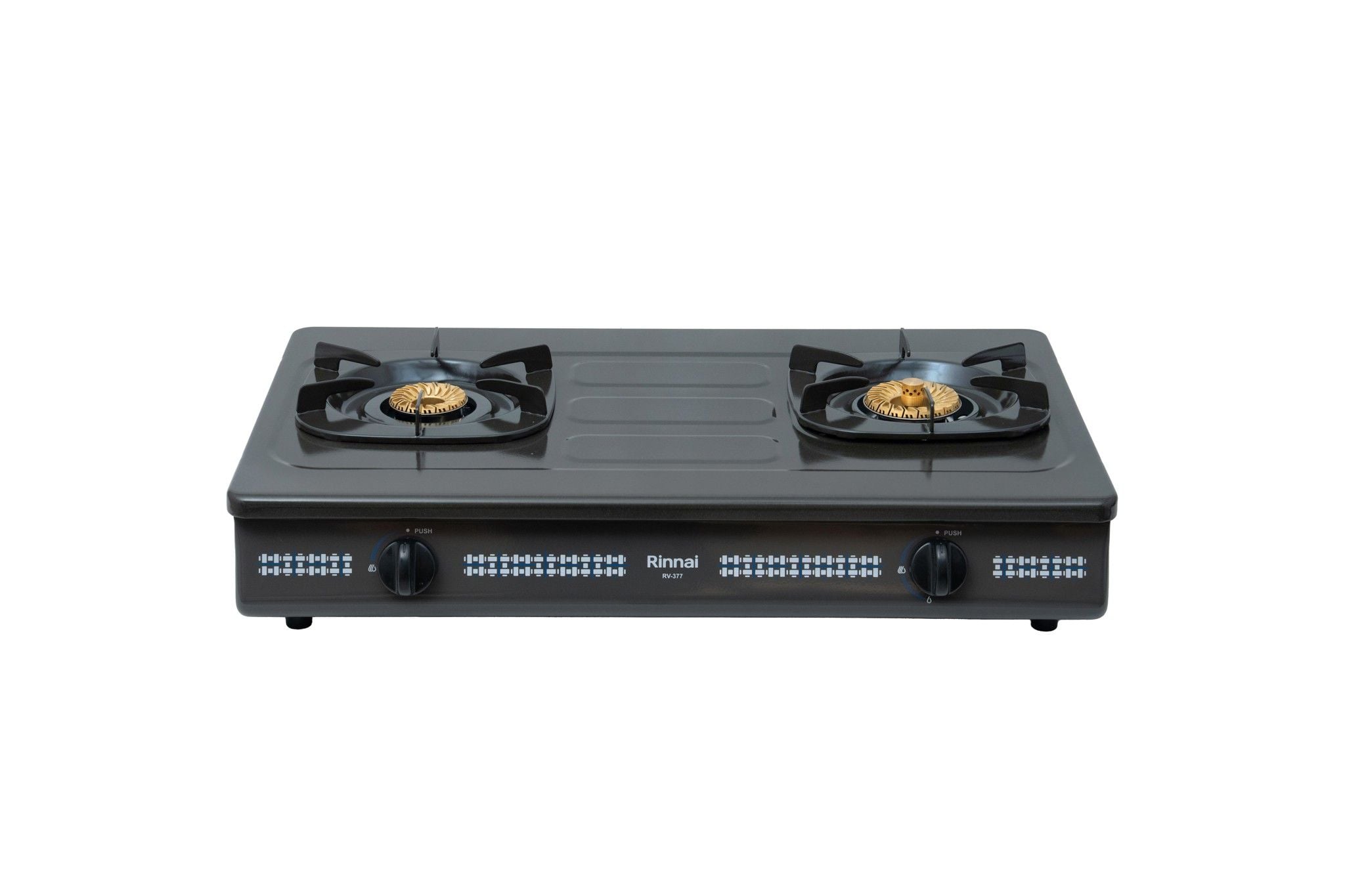 Bếp gas dương Rinnai RV-377(G)N 702mm 2 lò nấu, mặt thép phủ men