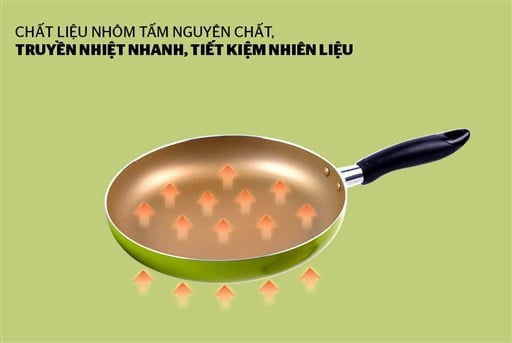 Cặp chảo nhôm trơn cạn Sunhouse PHI 18 + 24 (xanh - sampanh) – ảnh 2
