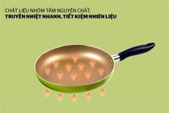 Cặp chảo nhôm trơn cạn Sunhouse PHI 18 + 24 (xanh - sampanh) ảnh 2