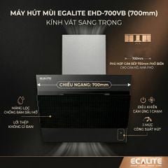 Máy hút mùi áp tường 70cm kính vát D-Smart Ecalite EHD-700VB