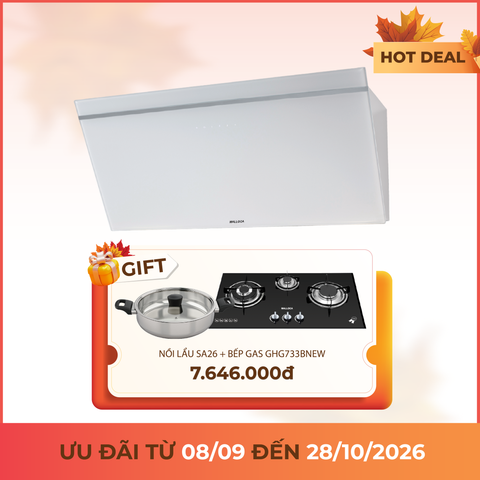 Máy hút mùi áp tường dạng nghiêng 90cm Malloca VITA V3