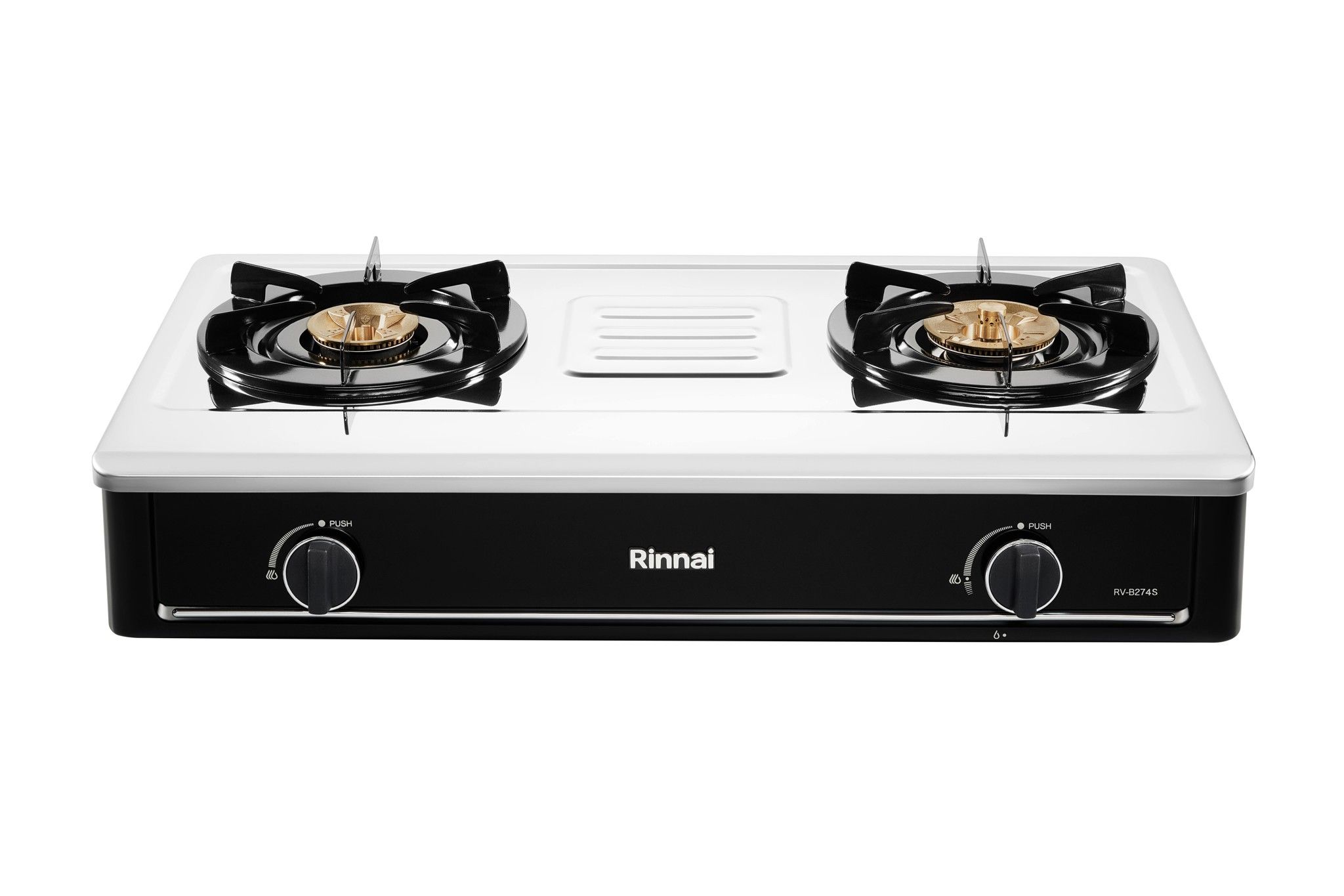  Bếp gas dương Rinnai RV-B274SB(S) 702mm 2 lò nấu, mặt thép không gỉ 