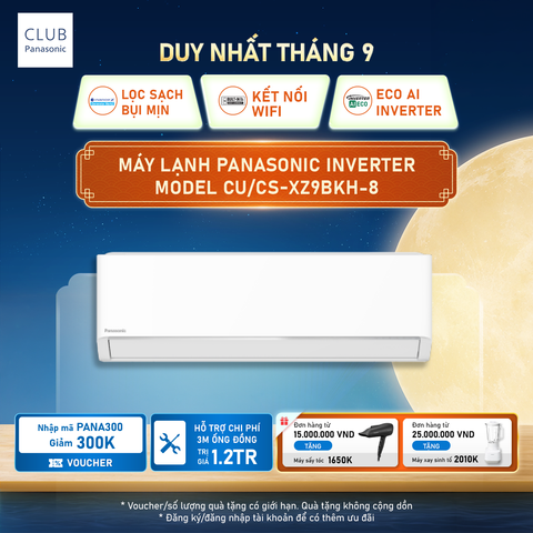 Máy lạnh điều hòa Inverter 1HP 2 chiều Panasonic CU/CS-XZ9BKH-8