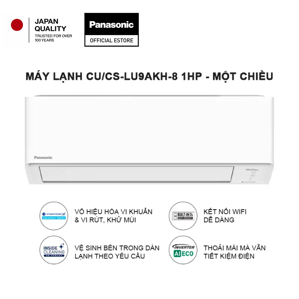 Máy lạnh điều hòa Inverter 1HP 1 chiều Panasonic CU/CS-LU9AKH-8 – ảnh 2