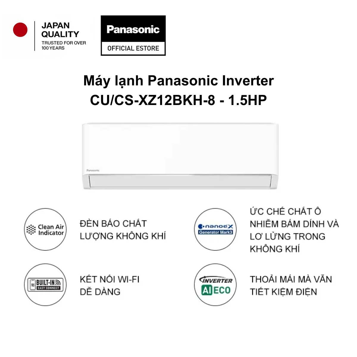 Máy lạnh điều hòa Inverter 1.5HP 2 chiều Panasonic CU/CS-XZ12BKH-8 – ảnh 2